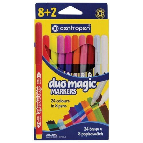 Фломастеры меняющие цвет Centropen Duo Magic, 08цв+2, 10шт, 24 цвета, картон, европодвес