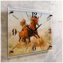 Часы настенные 21 век Животный мир, "Лошадь с жеребенком", 40*56 см