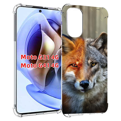 Чехол MyPads волк-лиса для Motorola Moto G31 4G / G41 4G задняя-панель-накладка-бампер