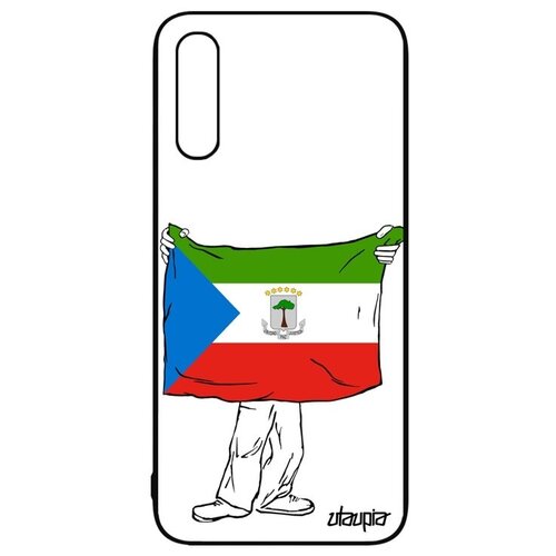 фото Красивый чехол для мобильного // galaxy a50 // "флаг гвинеи экваториальной с руками" государственный дизайн, utaupia, белый