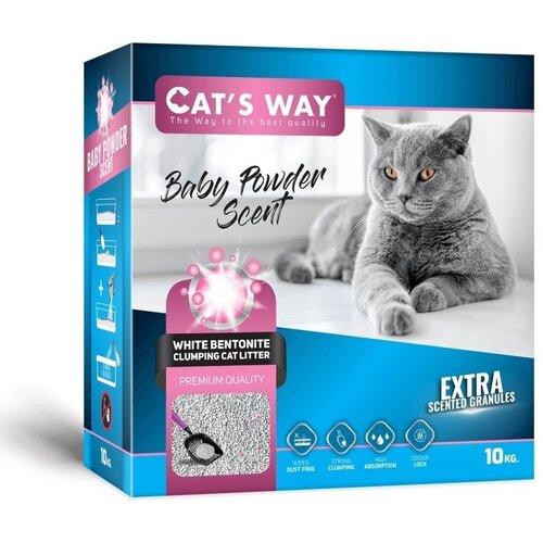 Cats way Box White Cat Litter With Babypowder наполнитель комкующийся для кошачьего туалета с ароматом детской присыпки (коробка) наполнитель для кошачьего туалета fresh cat комкующийся с ароматом морской бриз 6л