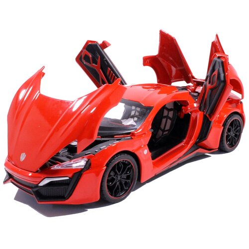 Машинка металлическая инерционная Lykan Hypersport (Ликан ГиперСпорт) 21 см (1:24) с открывающимися вверх дверьми, капотом и багажником, красная машинка коллекционная lykan hypersport ликан гиперспорт chezhi 1 24 открываются двери капот багажник