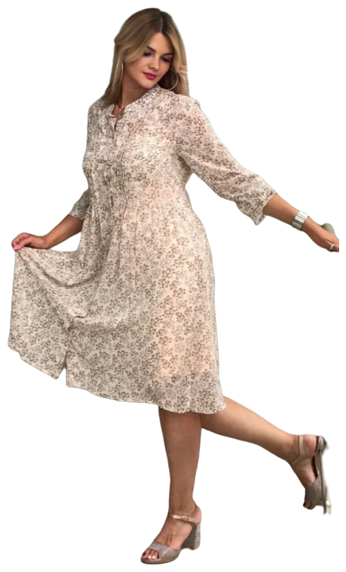 Платье Волга Фэшн, повседневное, прямой силуэт, макси, размер 52, бежевый