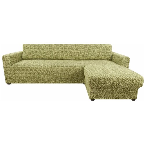 Чехол для мебели: Чехол на угловой диван с выступом справа "Тела" Безарро зеленый