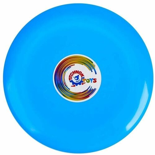 ТехноК Летающая тарелка, 24 × 24 × 2,5 см, цвет голубой + мел в подарок летающие диски пусковая установка детская уличная игра летающая игрушка на ногу пазл интерактивная садовая спортивная игрушка для дете