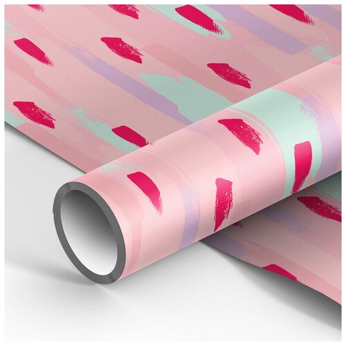 Упаковочная бумага глянцевая 70*100см, MESHU "Stylish pink", 90г/м2