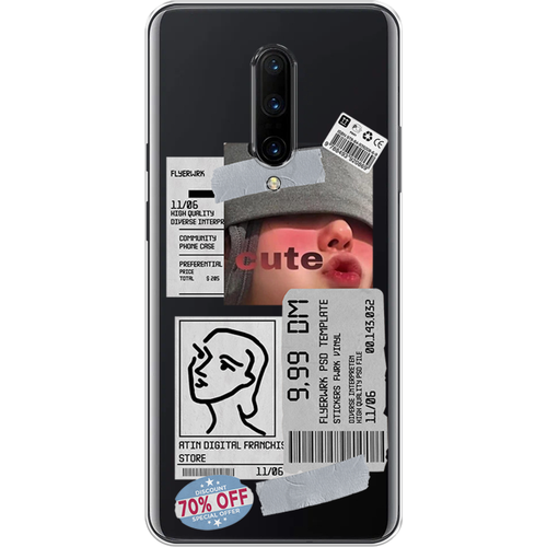 Силиконовый чехол на OnePlus 7 Pro / ВанПлас 7 Про Cute girl collage, прозрачный силиконовый чехол на realme 7 pro реалми 7 про cute collage прозрачный