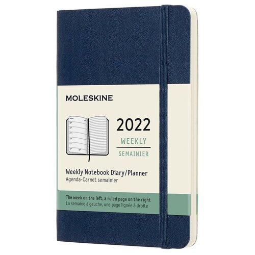 Еженедельник Moleskine Classic Soft WKNT Pocket 2022 датированный на 2022 год, А6, 77 листов, красный, цвет бумаги тонированный