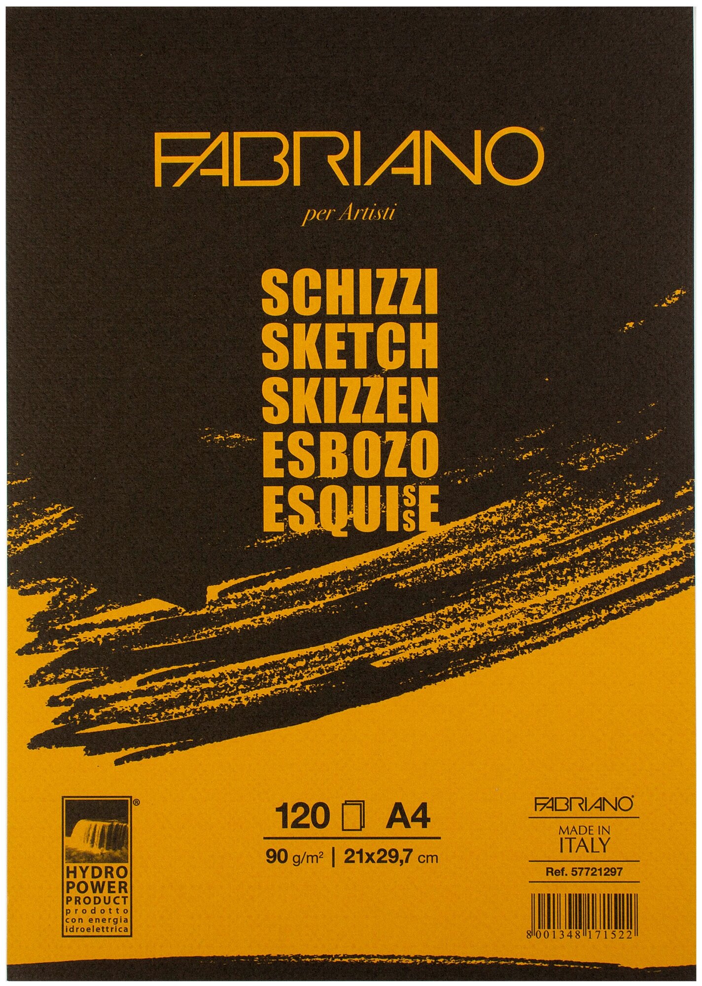 Альбом для зарисовок Fabriano Schizzi 90г/м. кв 21x29,7см мелкозернистая 120 листов склейка по 1 стороне