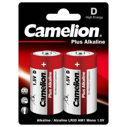 батарейка camelion lr20 bp2 в упаковке 2 шт Элемент питания Camelion Plus Alkaline LR20-BP2 LR20 BL2, 2шт