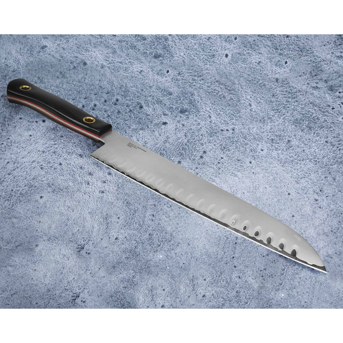 Кухонный нож большой Сантоку 23 см для овощей и рыбы — японский поварской шеф Santoku. TouTown. Сталь VG-10 Damascus/G10 + в подарок нож для фруктов!