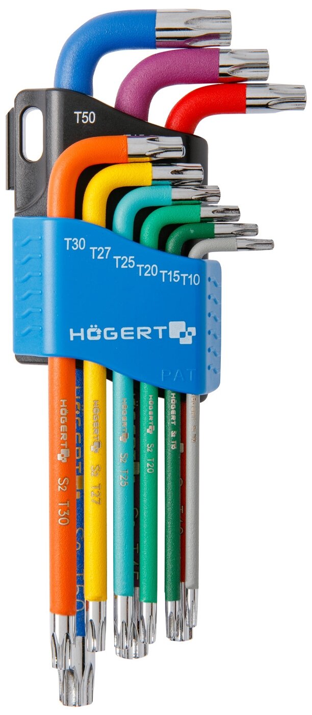 Набор шестигранников HOGERT 9шт Torx цветных HT1W817 - фотография № 1