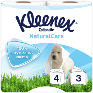 Туалетная бумага Kleenex Natural care трёхслойная 4 рул., белый, без запаха