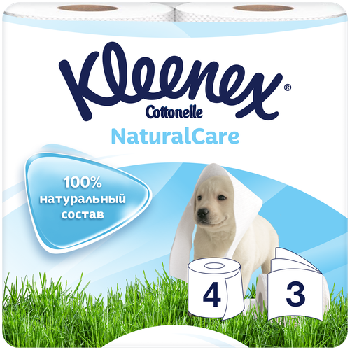 Kleenex Бумага туалетная Natural Care 3-х слойная белая, 4 шт