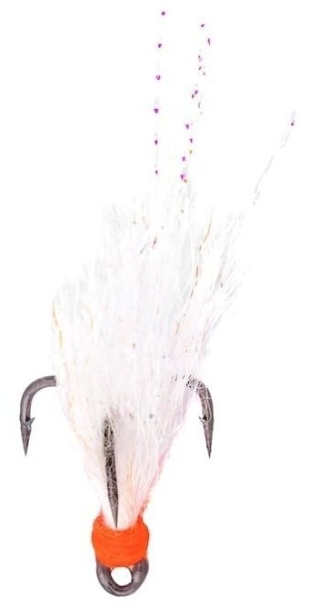 Муха коза белая на тройнике c люрексом (3 шт) крючок №4, арт. 112.02