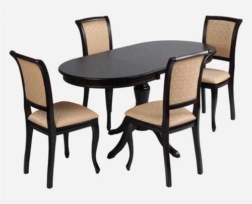 Изображение товара Обеденная группа стол раскладной Анфея 110(150) х 75 см, Венге и 4 стула Арктос Венге/Бежевый жаккард