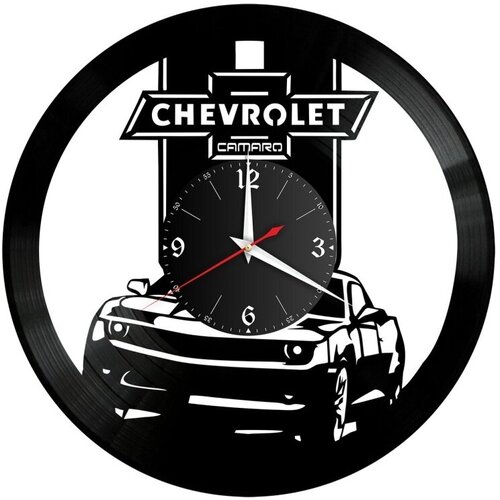 Интерьерные настенные часы из винила Chevrolet кварцевые с плавным ходом, подарок папе, другу