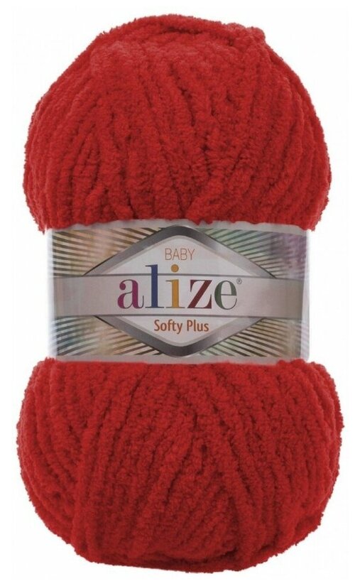 Пряжа Alize Softy Plus, 100 г, 120 м, 5 шт., 56 красный