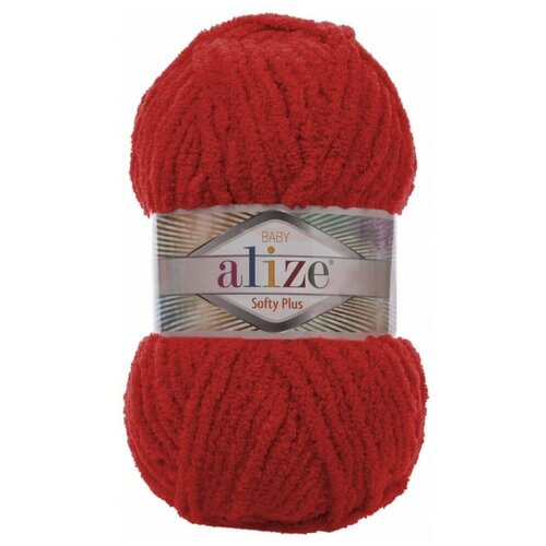 Пряжа Alize Softy Plus, 100 г, 120 м, 5 шт., 56 красный 120 м