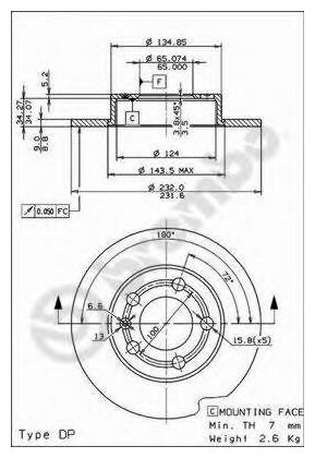 Тормозной диск BREMBO , задний - фото №5