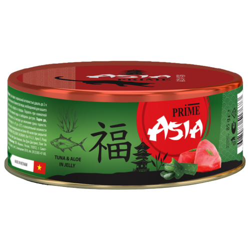Влажный корм для котят PRIME ASIA Тунец с алоэ в желе, ж/б 85г, 24 шт.