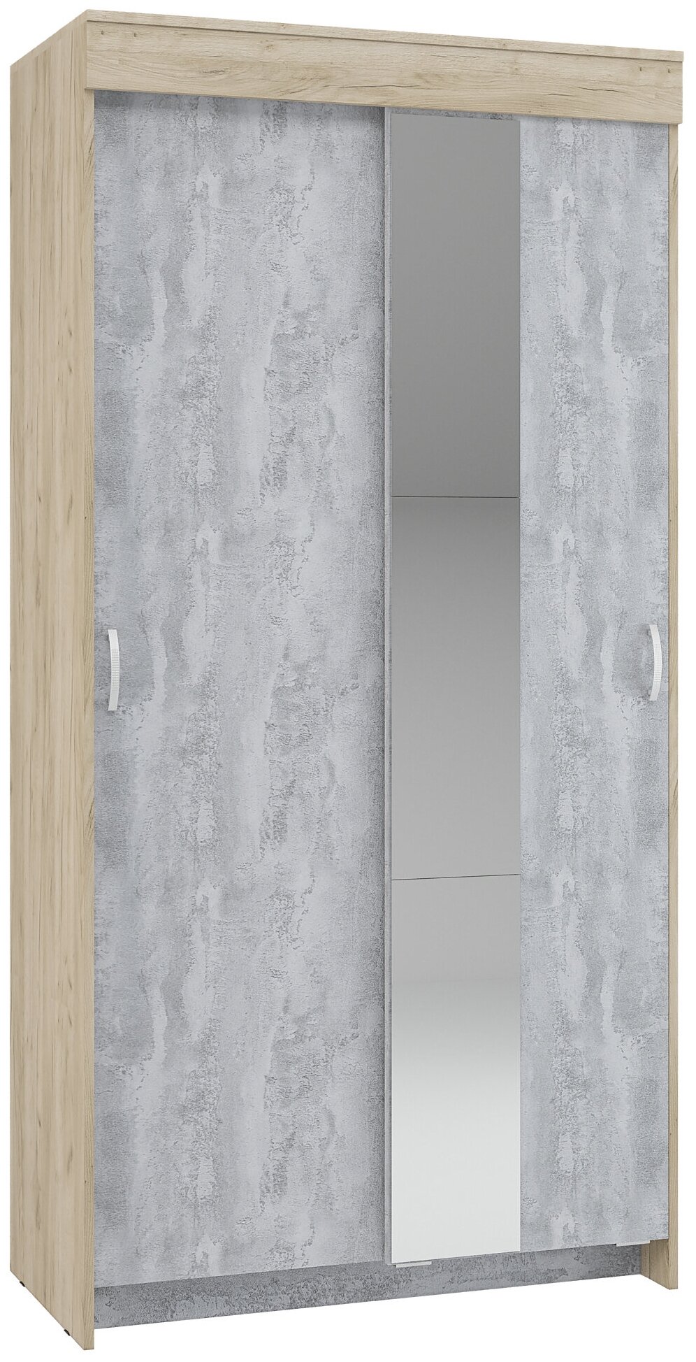 1 шт шкаф-купе Бассо 1,0м дуб крафт серый/бетонный камень + 1 шт Зеркало для ШК Бассо 1,0м
