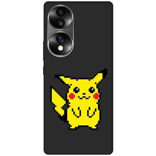 Матовый Soft Touch силиконовый чехол на Honor 70, Хонор 70 с 3D принтом Pixel Pikachu черный матовый soft touch силиконовый чехол на honor 80 хонор 80 с 3d принтом pixel pikachu черный
