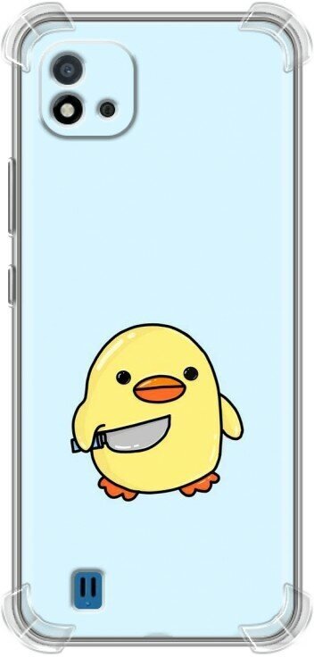 Дизайнерский силиконовый с усиленными углами чехол для Реалми С20 / Realme С20 Утенок с ножом