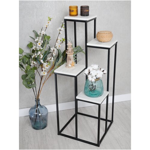 Подставка для цветов напольная металлическая Лофт 4 полка под кашпо стойка опара для растений стеллаж этажерка на балкон муар ясмунд белый 7300₽