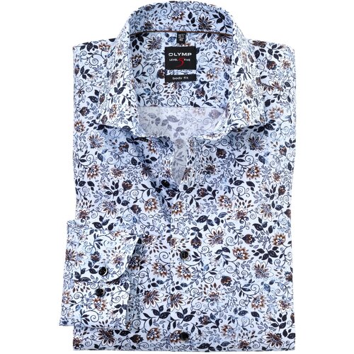 фото Рубашка мужская olymp level five body fit голубая растительный принт арт. 21607411 разм.40