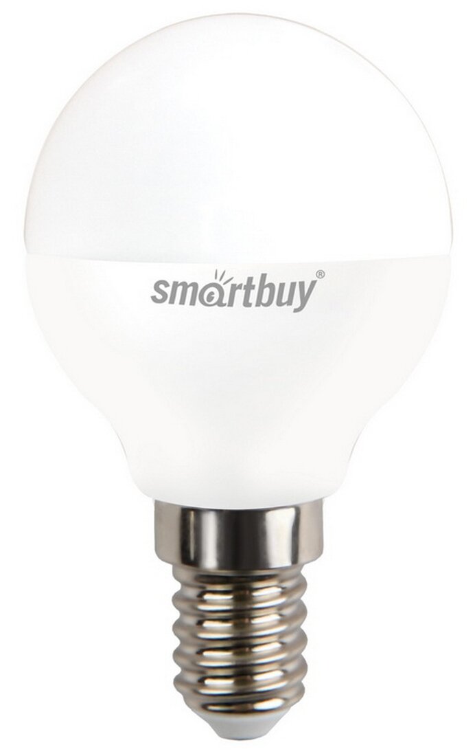 Светодиодная LED лампа шар Smartbuy P45 E14(е14) 5W (Вт) матовая 3000K 350lm 45x80 220V SBL-P45-05-30K-E14