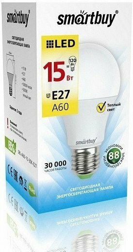 SMARTBUY Светодиодная лампа Smartbuy SBL-A60-15-30K-E27 теплый