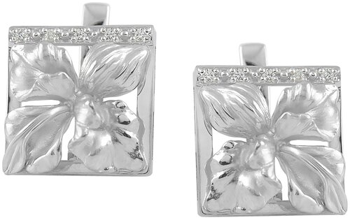 Серьги Альдзена Орхидея С-15001, серебро, 925 проба, родирование, фианит, серебряный