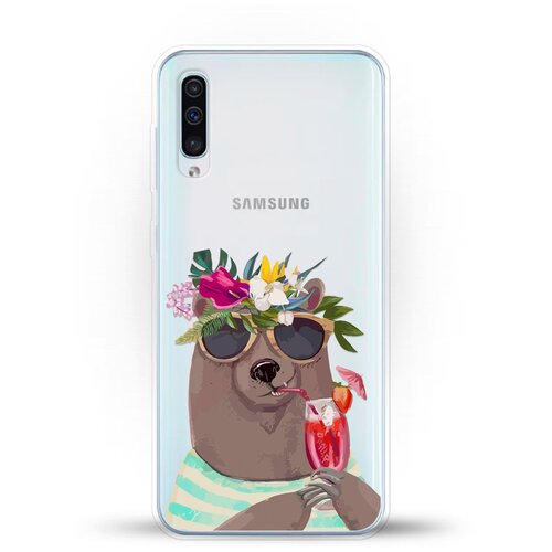 Силиконовый чехол Медведь с коктейлем на Samsung Galaxy A50 силиконовый чехол медведь с коктейлем на samsung galaxy note 10 lite