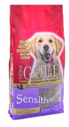 NERO GOLD DOG ADULT SENSITIVE TURKEY для взрослых собак всех пород при аллергии с индейкой и рисом (2,5 кг)