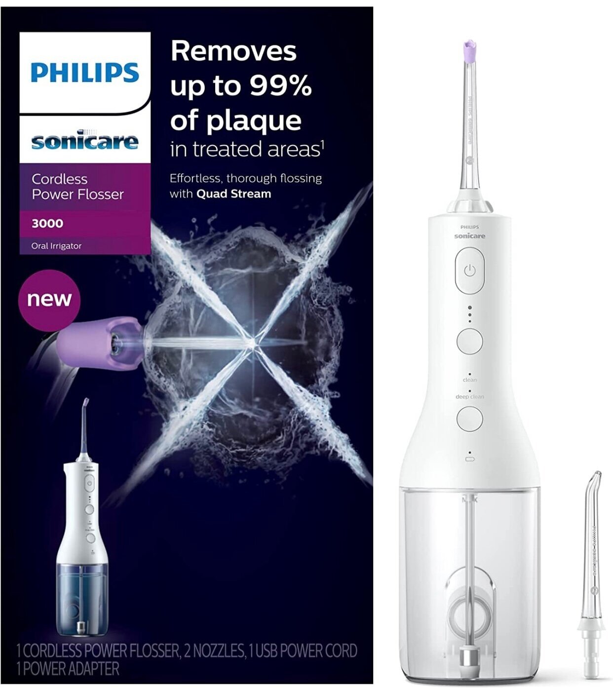 Ирригатор Philips HX3806/31 Sonicare Cordless Power Flosser 3000, белый