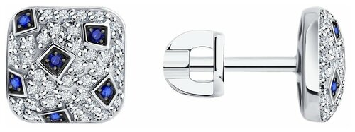 Серьги Diamant online, белое золото, 585 проба, сапфир, бриллиант