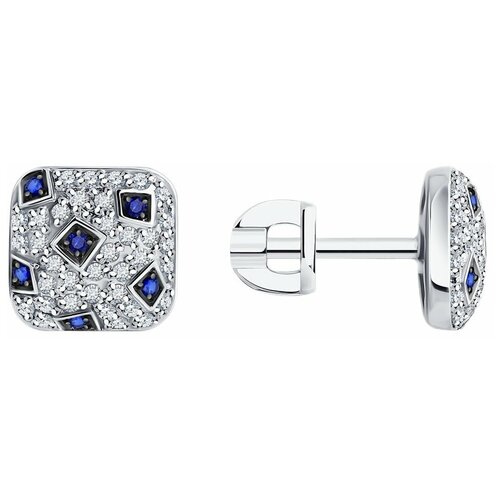 Серьги Diamant online, белое золото, 585 проба, сапфир, бриллиант