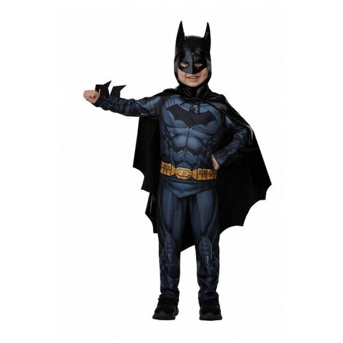 Карнавальный костюм Бэтмэн без мускулов, сорочка, брюки, маска, плащ, р. 28, рост 110 см