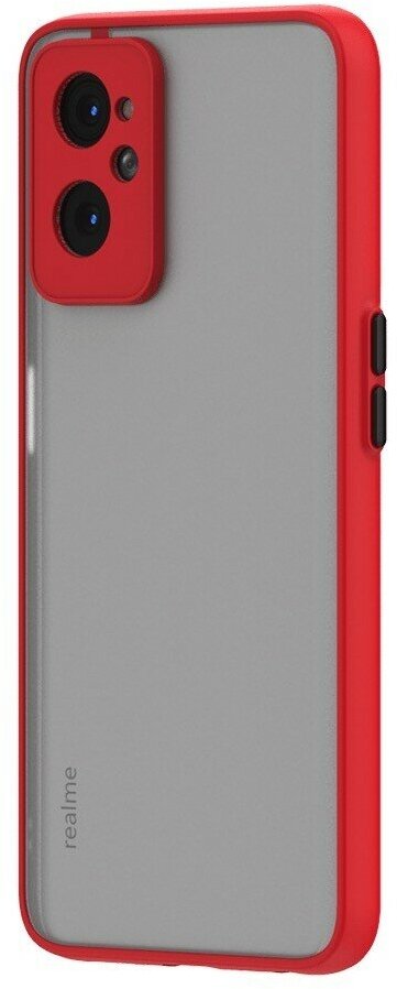 Накладка пластиковая матовая для Realme 9i / Oppo A96 с силиконовой окантовкой красная