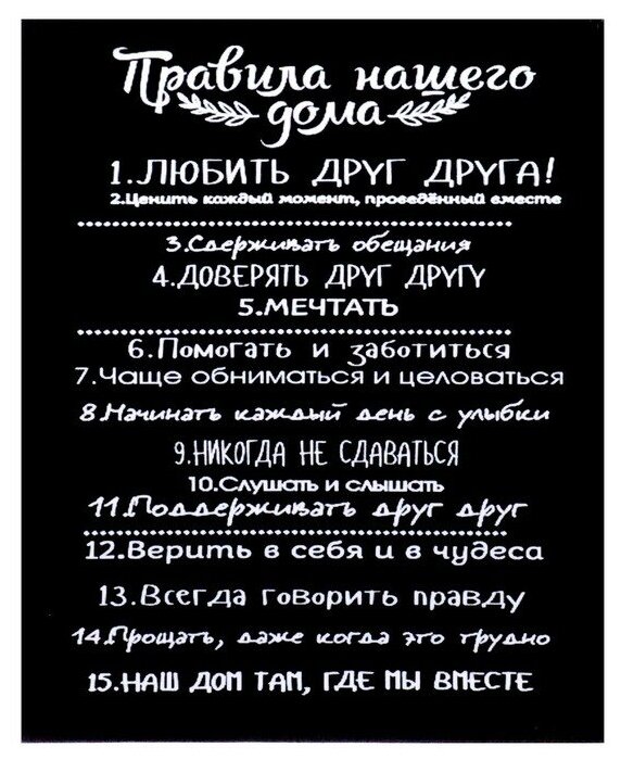 Картина на холсте "Правила нашего дома" 40х50 см