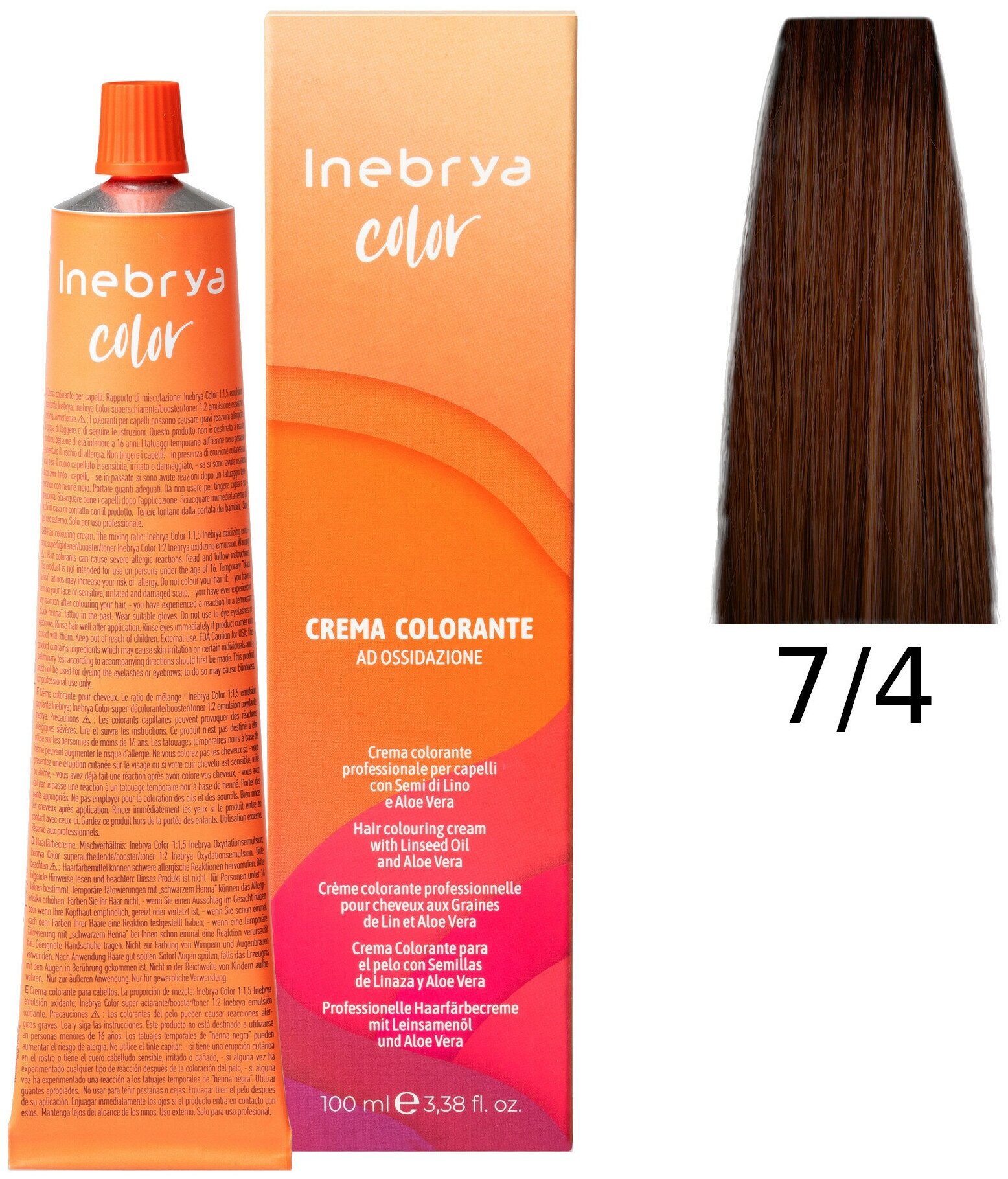 Крем-краска Inebrya Color Professional 7/4 Блонд Медный 100 мл