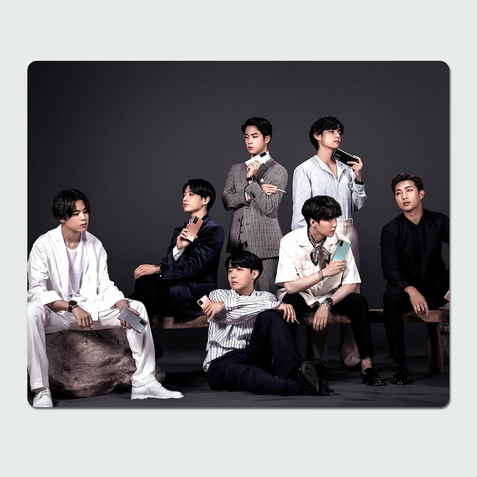 Коврик для компьютерной мышки Rocket - BTS корейская музыкальная группа 23x19 см