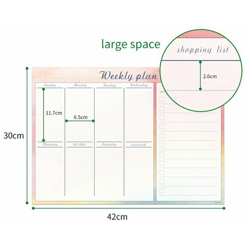 Распродажа Магнитный планер А3 недельный/Доска магнитно-маркерная 32*42 на холодильник с набором маркеров