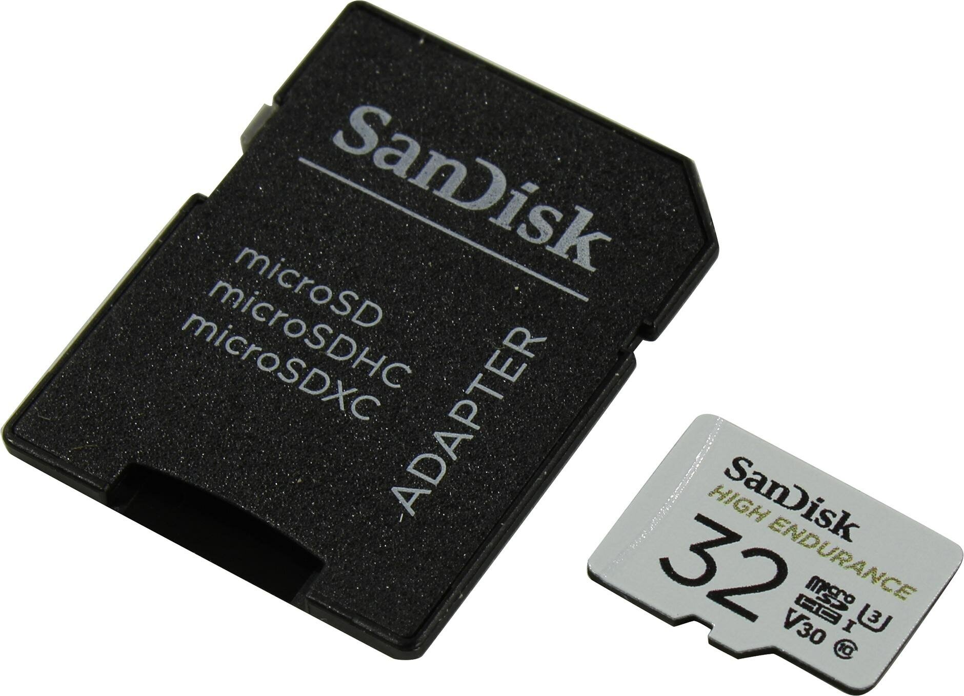Карта памяти SanDisk High Endurance Micro SDHC + SD Adapter, 32 Гб