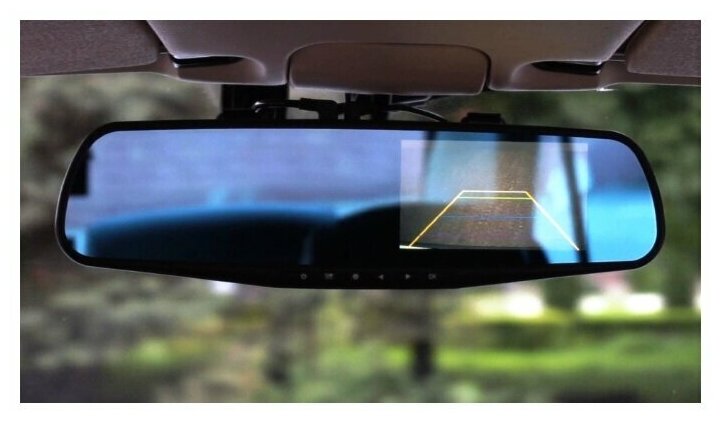 Видеорегистратор зеркало Vehicle Blackbox DVR с камерой заднего вида Full HD 1080 P цветной 4,39" 2 камеры 5 Мп ночная съёмка