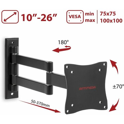 Кронштейн для телевизора на стену / крепление наклонно-поворотное Arm Media LCD-7101 / до 32 дюймов / vesa 100x100