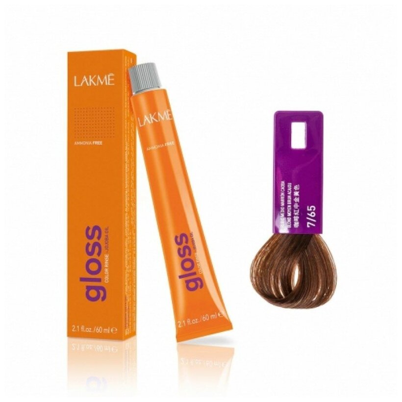 LAKME Gloss 7/65 Тонирующая крем-краска Средне-белокурый коричневый с оттенком красного дерева, без аммиака 60мл