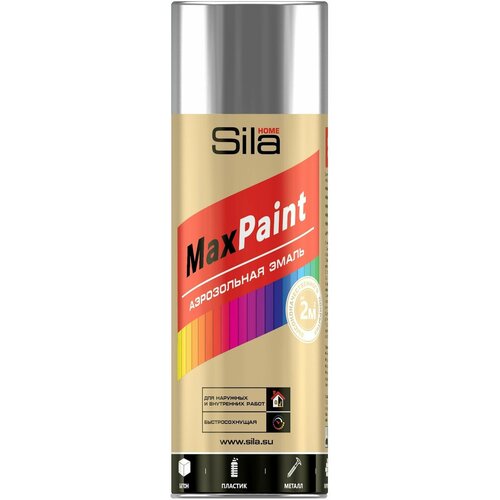 Аэрозольная краска SILA HOME Max Paint, Серебряный металик SILP007, 520 мл