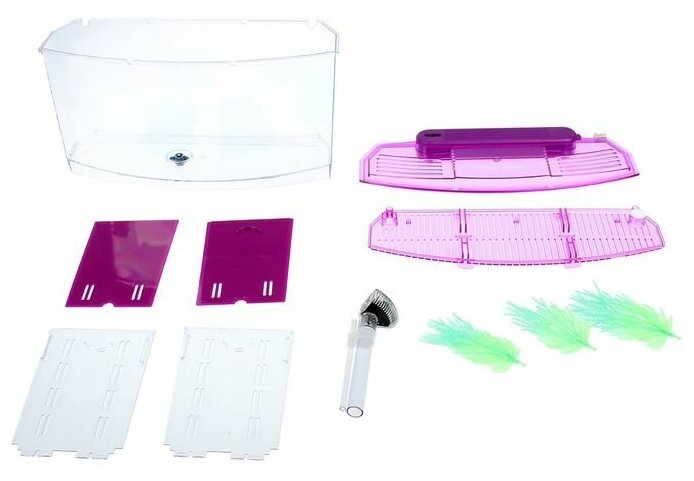 Аквариумный набор трехсекционный, с подсветкой LED, 2,55 л, фиолетовый - фотография № 13